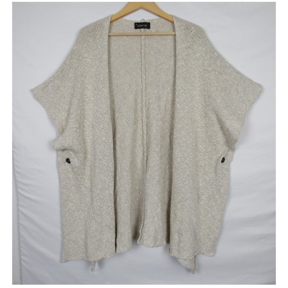 Eskandar Womens Linen Knit Cardigan One Size Beige Earth Tones Granola Lagenlook